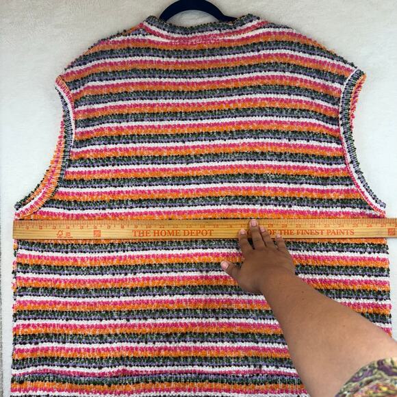 KROST Crushed Sand Sweater Vest Sz XXL | Multicolor Knit Stripe Y2K Vibe - Picture 5 of 10